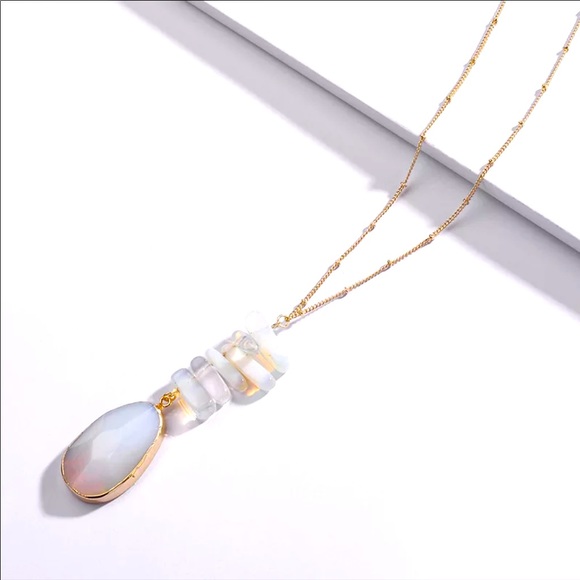 Opal Sea Glass Pendant Necklace - Picture 3 of 4